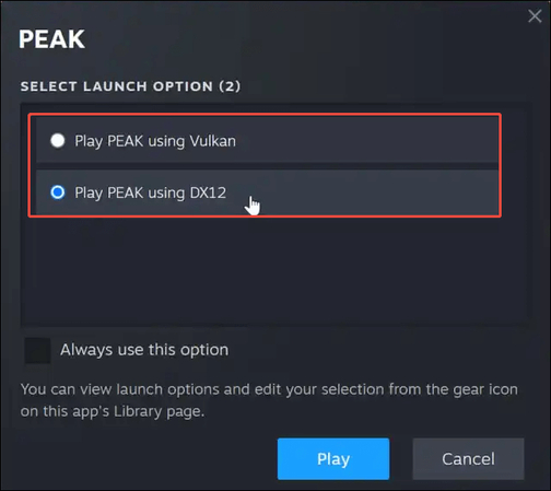 change steam graphics api to fix