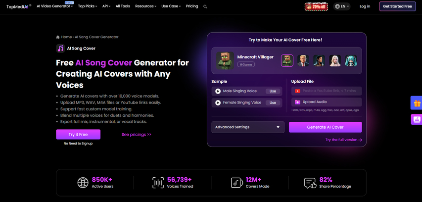 topmediai ai song cover