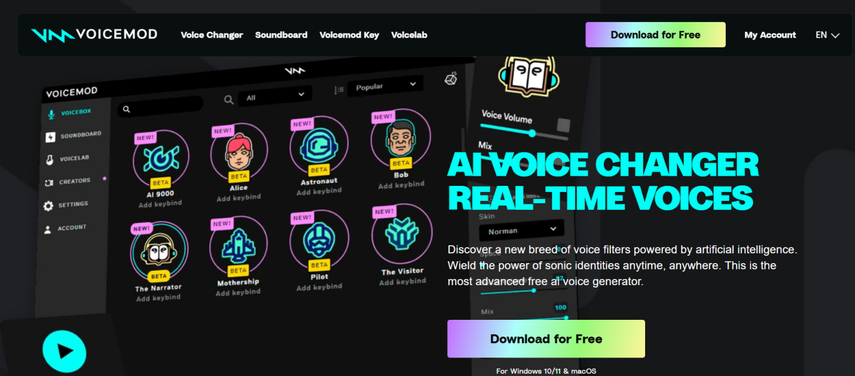 voicemod real time ai voice changer and effects tool