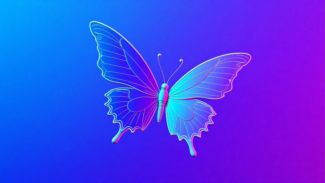 Modern 3D abstract digital art featuring a butterfly