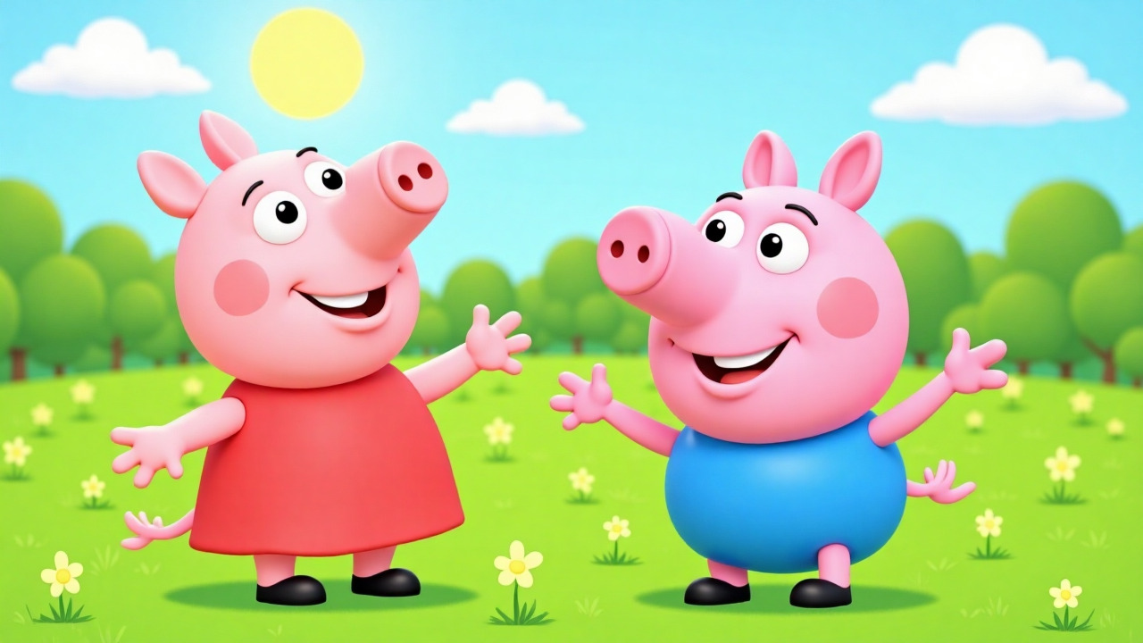 3D cinematic render of Peppa Pig characters