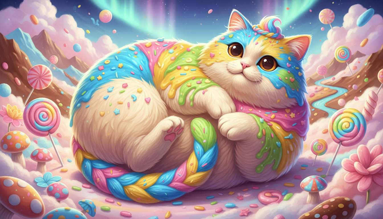 ai fat cat photo colorful