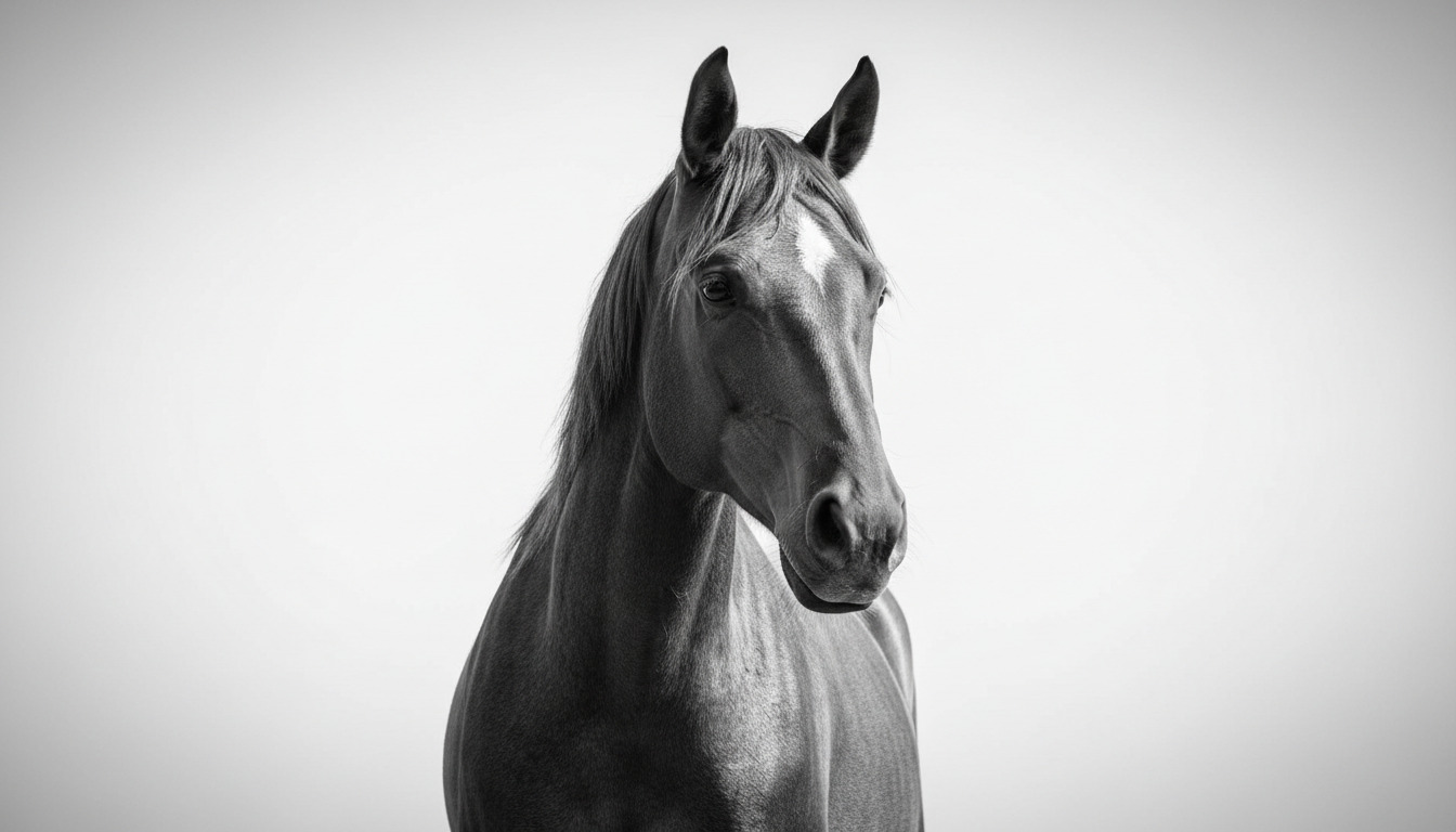 black and white horse photo