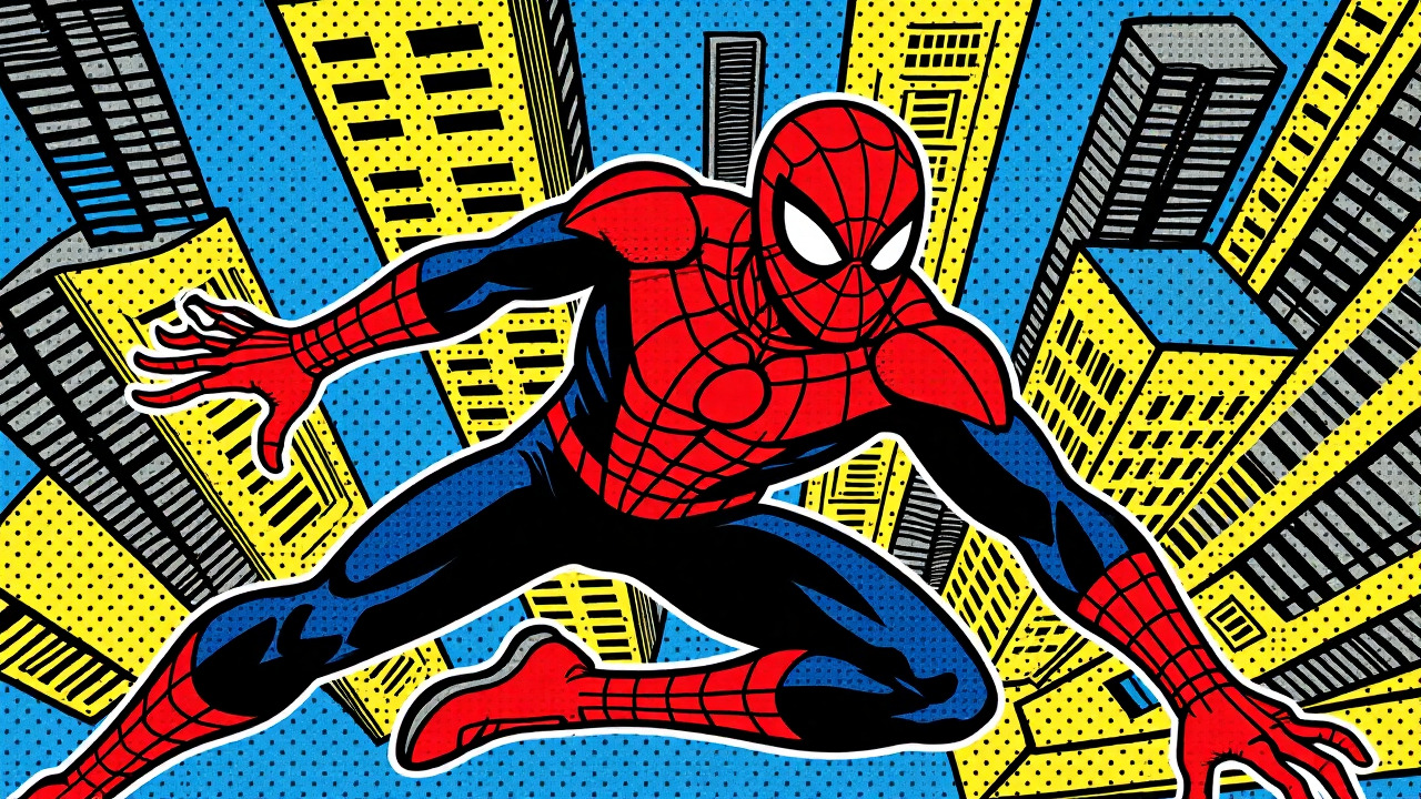 Classic retro comic book style Spider-Man art wallpaper