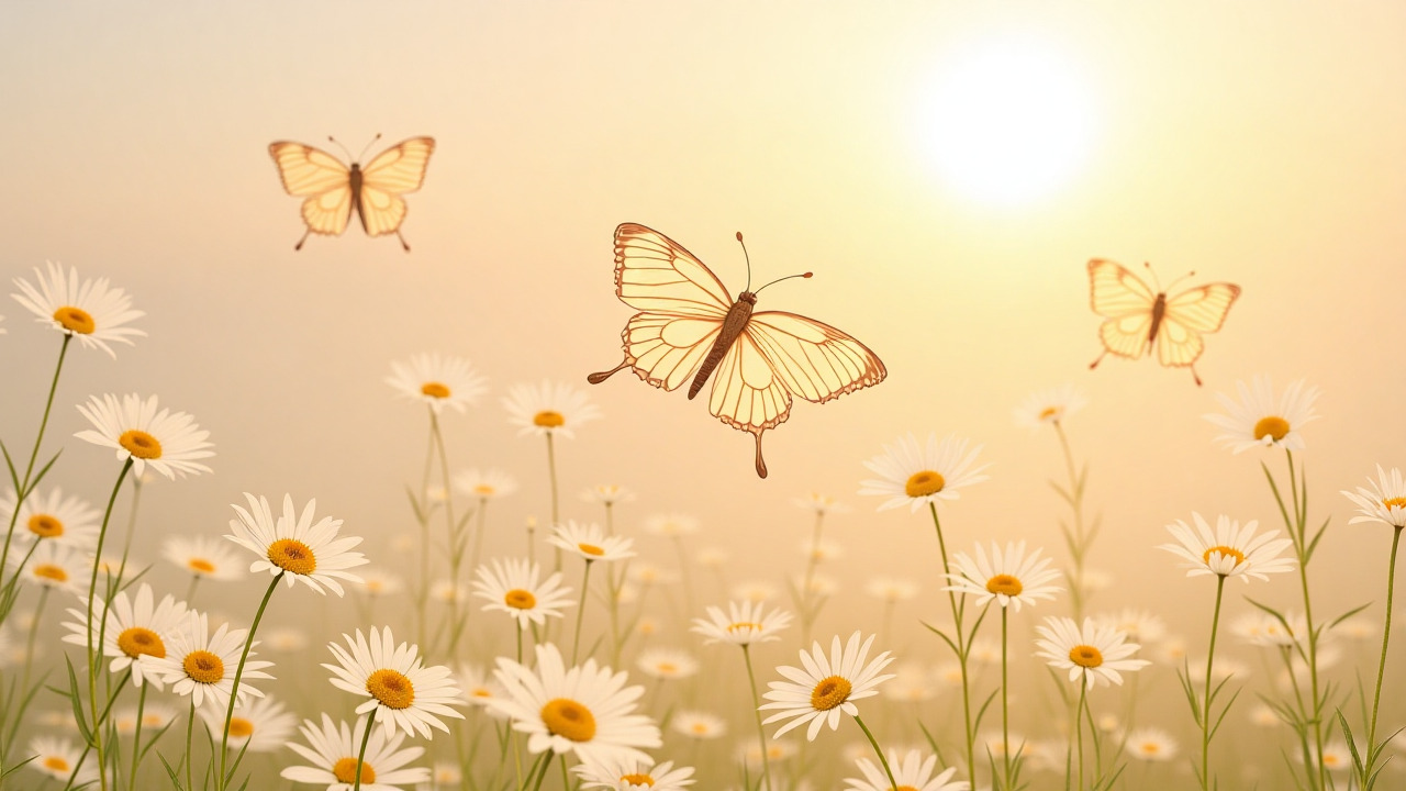 Aesthetic cottagecore style butterfly wallpaper with soft lighting