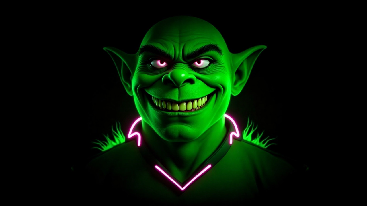 Neon green and black dark mode Grinch gamer wallpaper