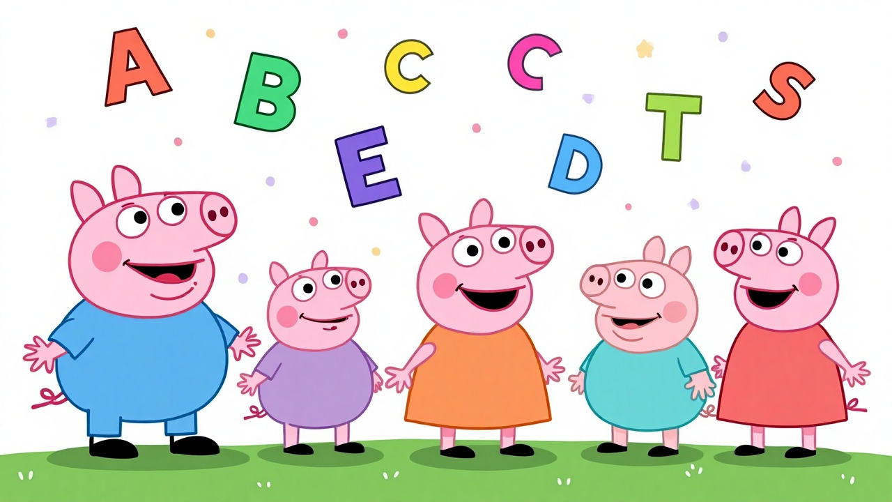 Educational Peppa Pig wallpaper with learning elements