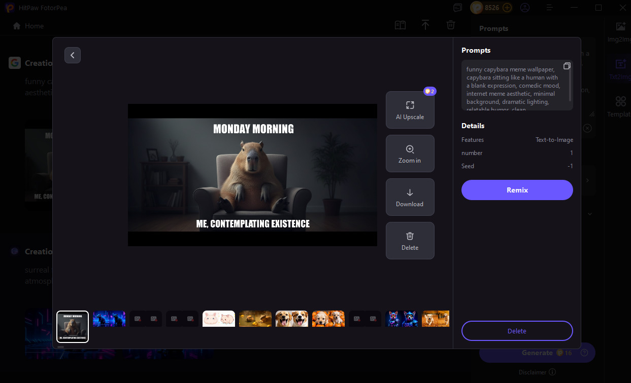 generate capybara wallpaper with fotorpea