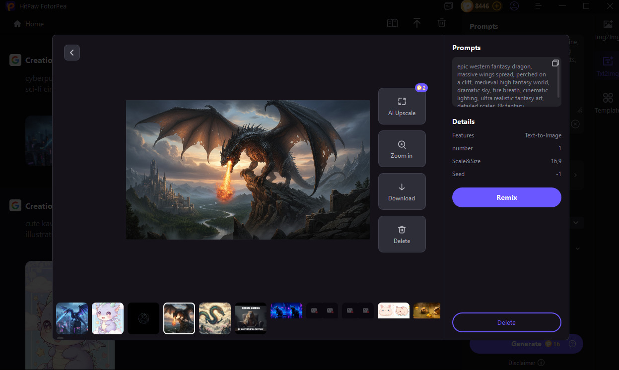 AI generated detailed dragon portrait