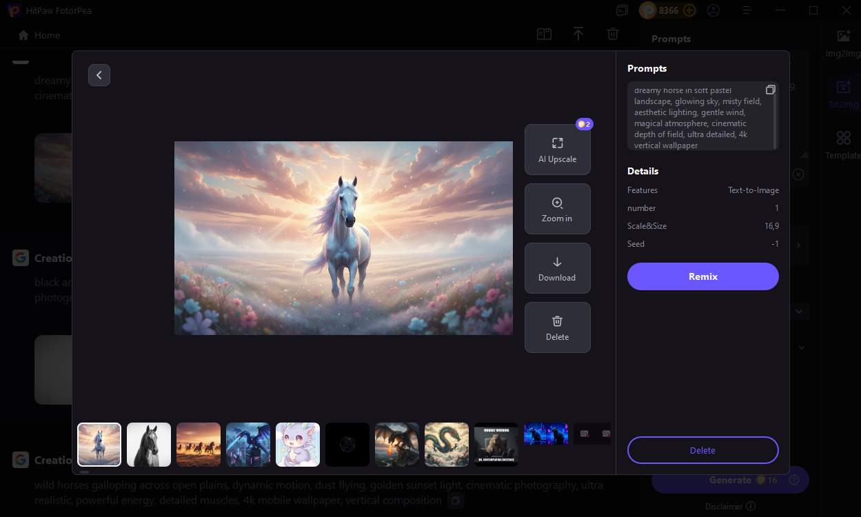generate horse wallpaper with fotorpea