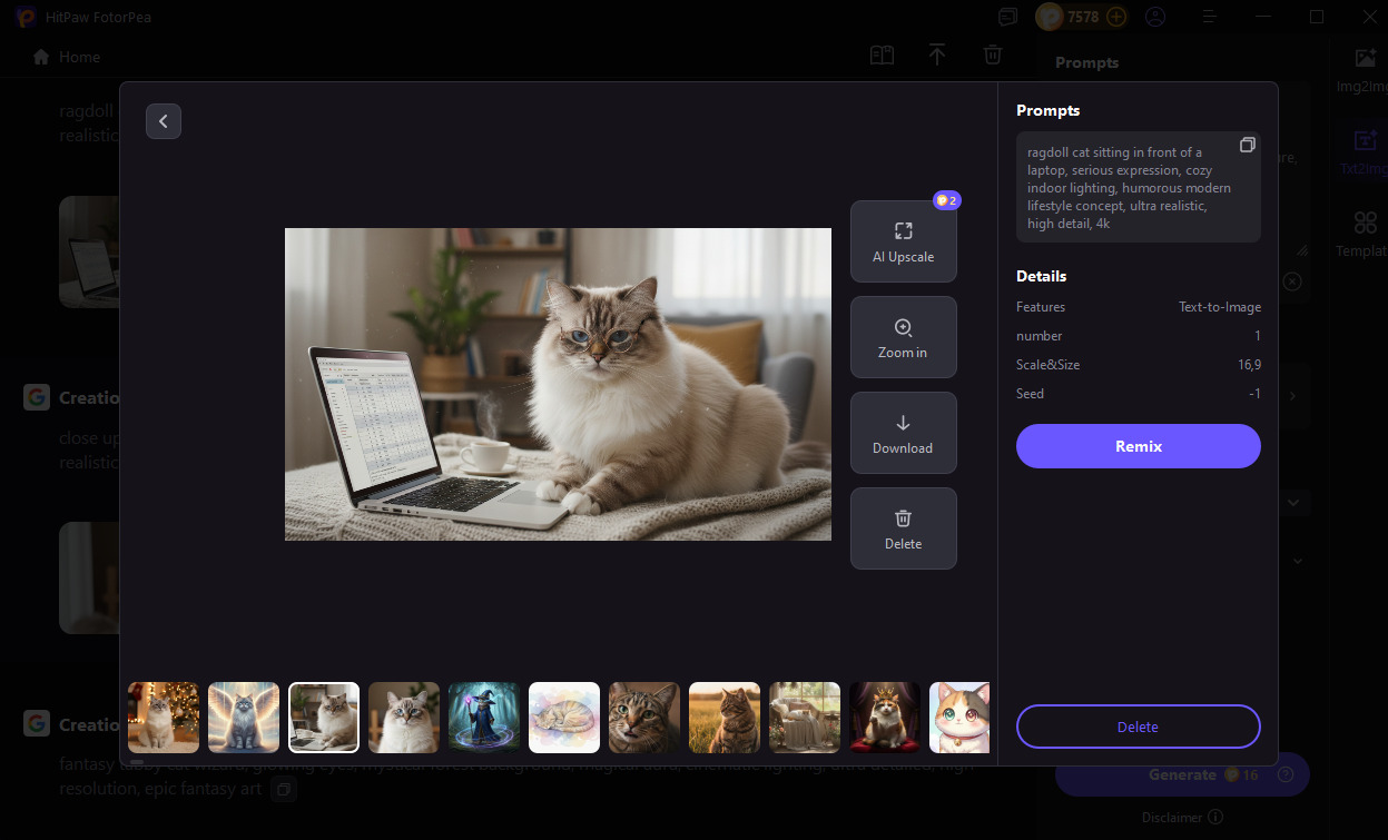 generate ragdoll cat photo with fotorpea