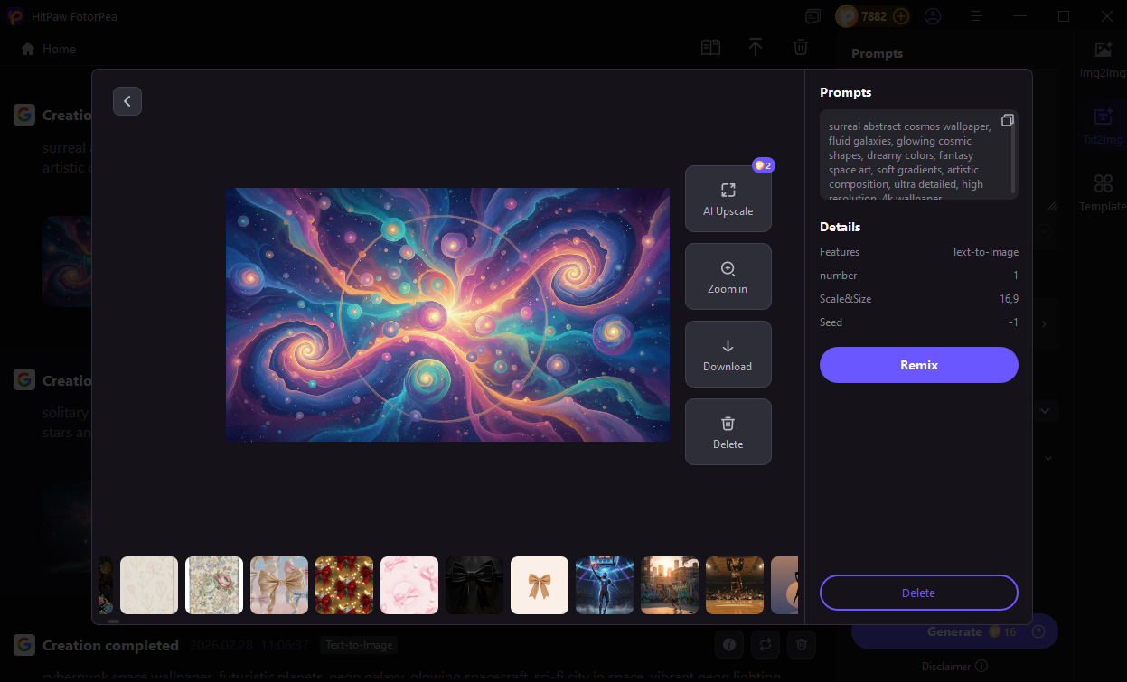generate space wallpaper with fotorpea