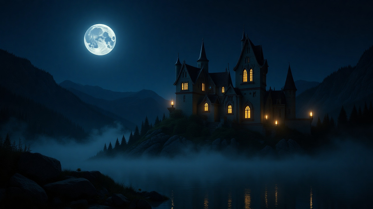 Cinematic Hogwarts castle background with high-fidelity textures