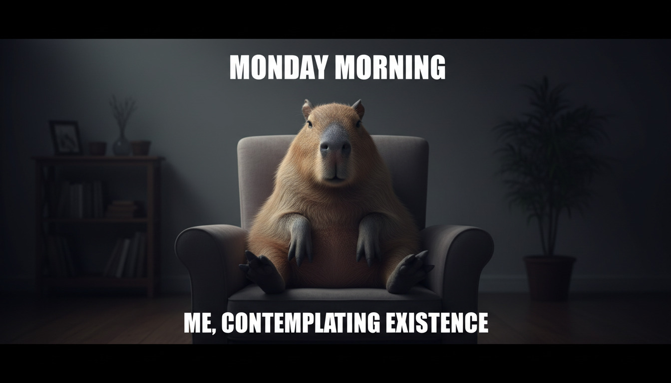 Funny and viral capybara meme wallpaper with humor-focused aesthetic