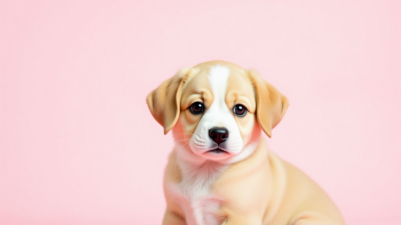 Aesthetic Kawaii style dog wallpaper with minimalist pastel background