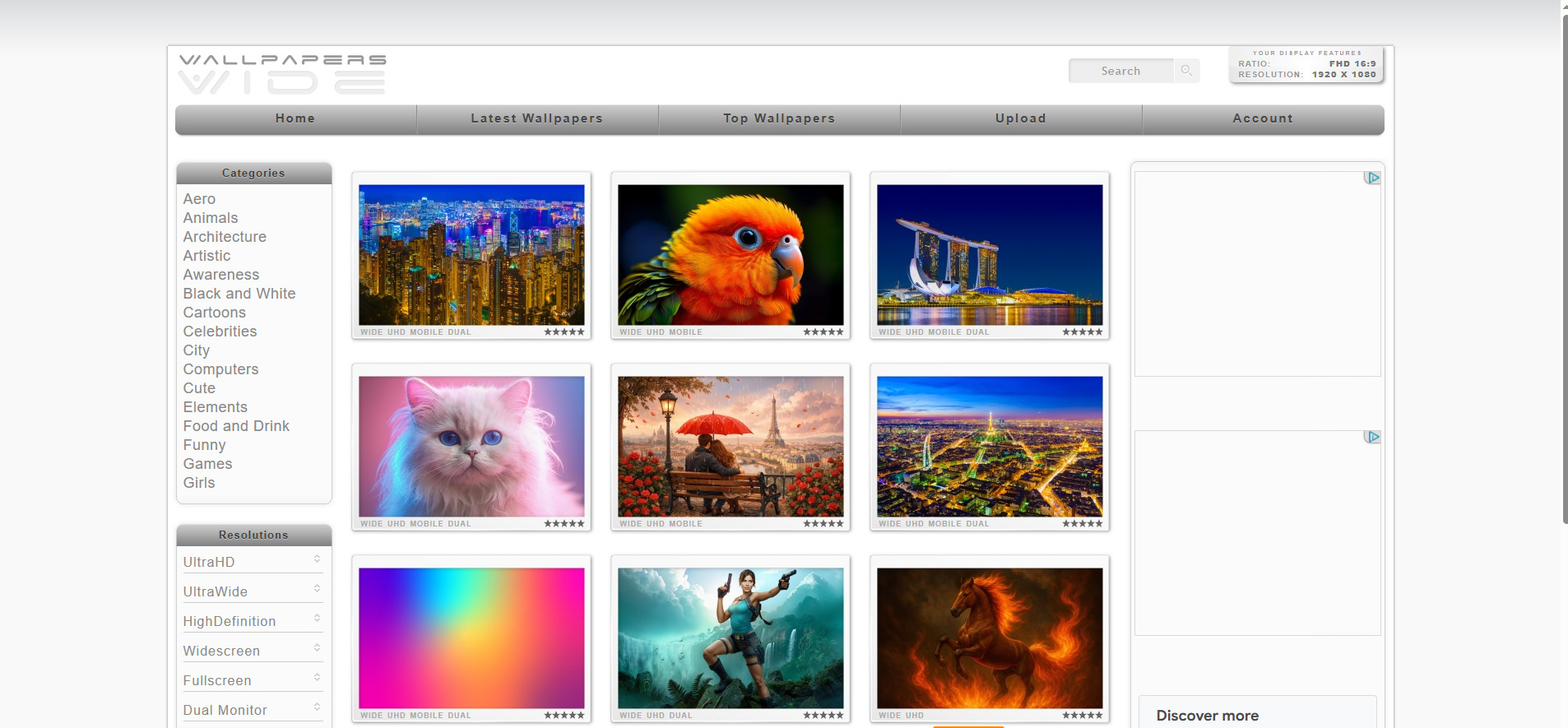 wallpaperswide homepage