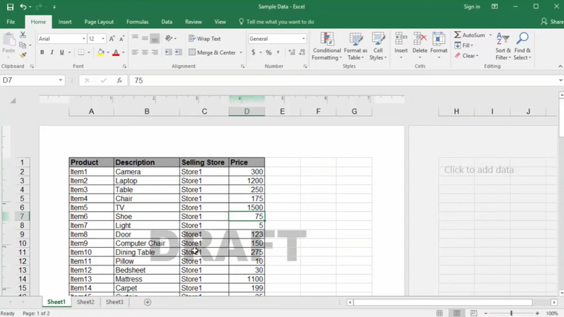 cell based watermark excel