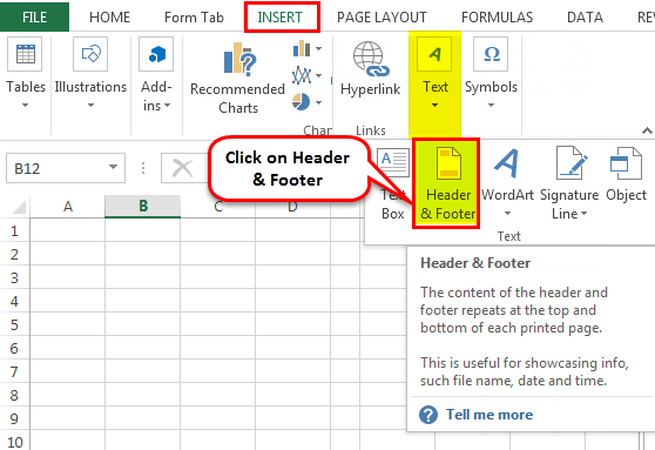 header and footer excel watermark