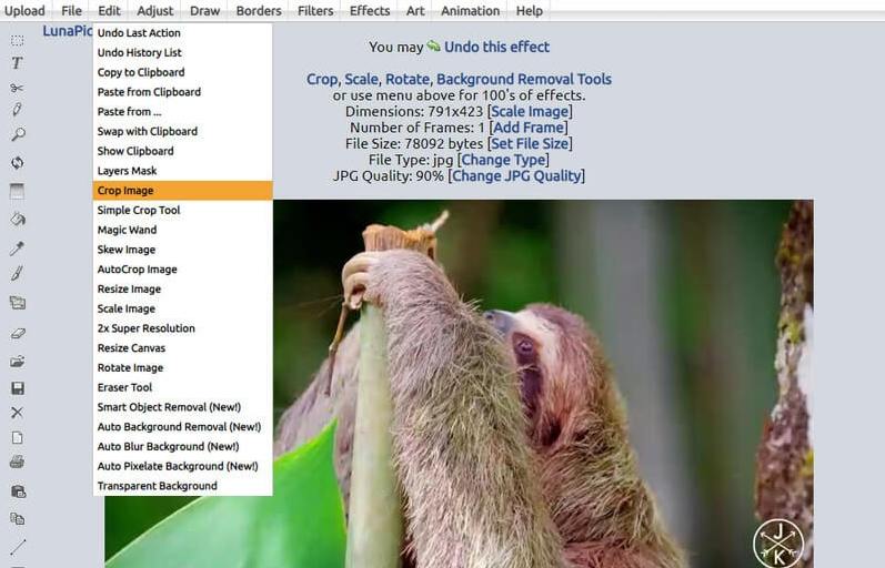 escolha recortar imagem