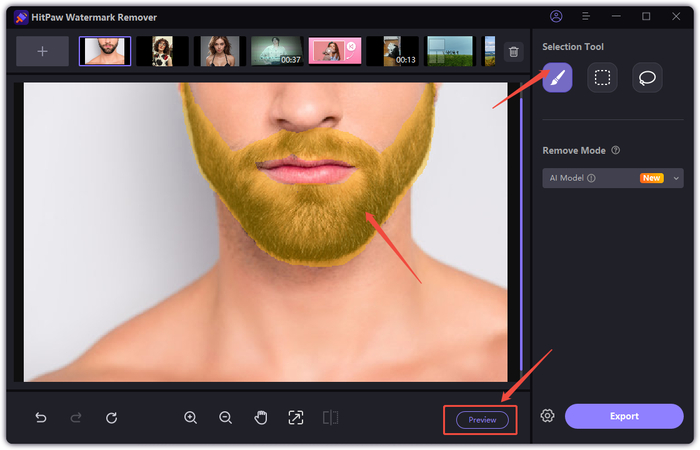 select beard from photo