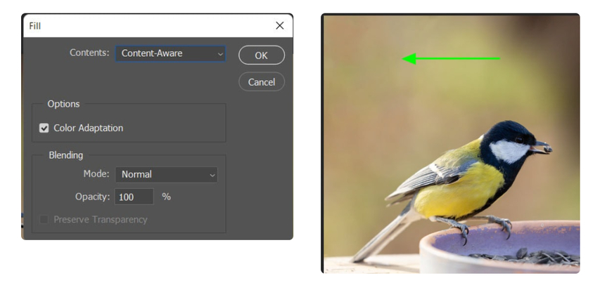 단계 2 콘텐츠 인식 채우기 포토샵