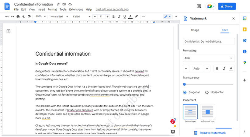 use google docs and remove watermark pdf