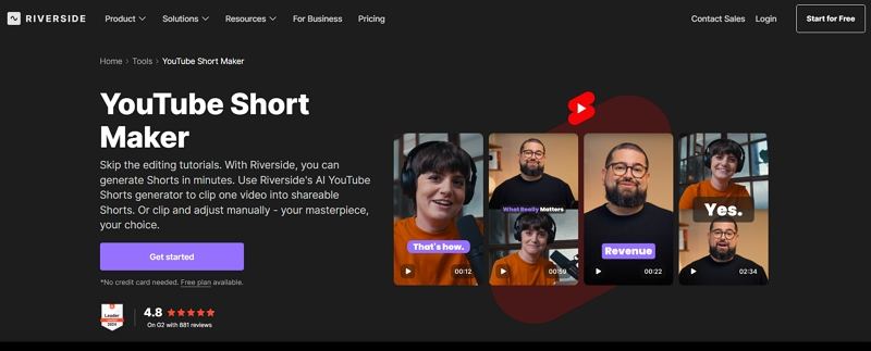 riverside ai generador ai de shorts youtube