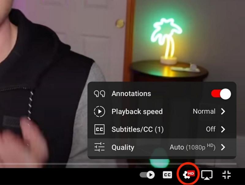 set youtube video quality on computer