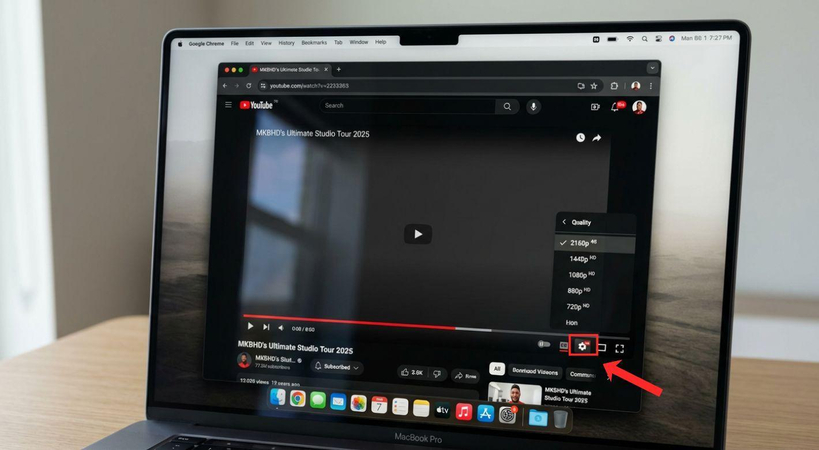 YouTube speed settings in Mac browser