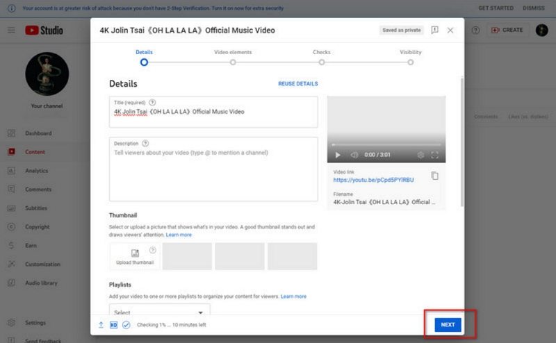 paramètres vidéo 4K sur YouTube