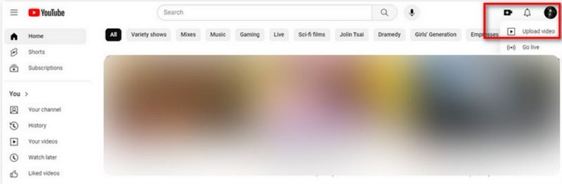 interface création YouTube
