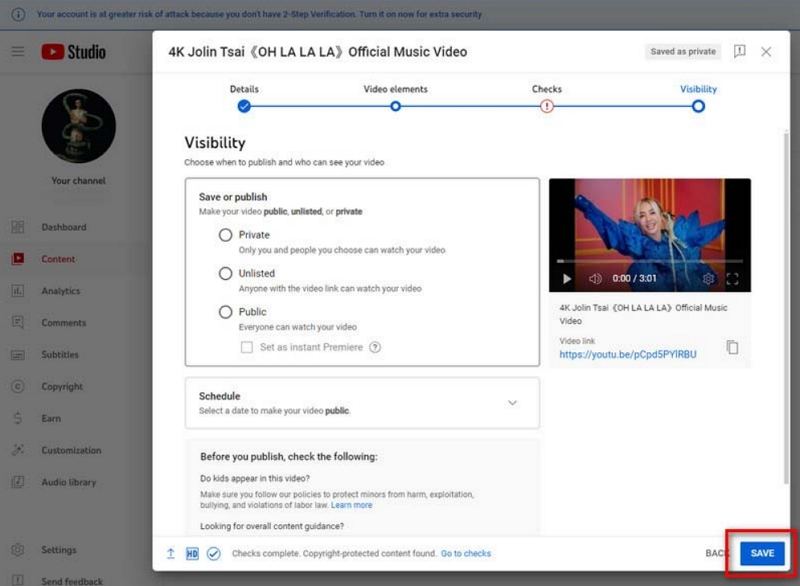 youtube website save 4k video settings