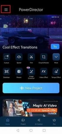 powerdirector menu