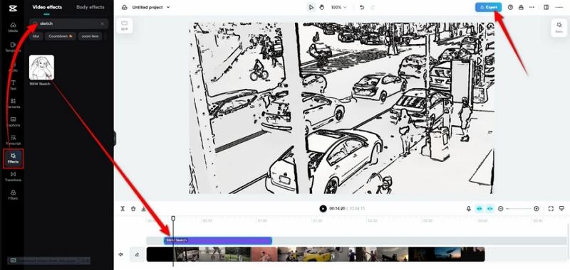 capcut conversor de vídeo para esboço
