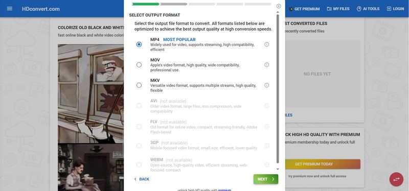 hdconvert colorize black and white video online