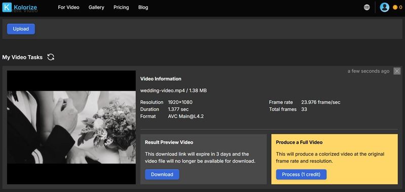black and white video to color online free