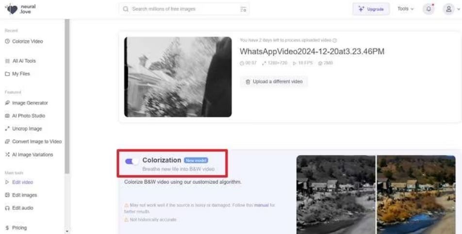 neural love colorize video online