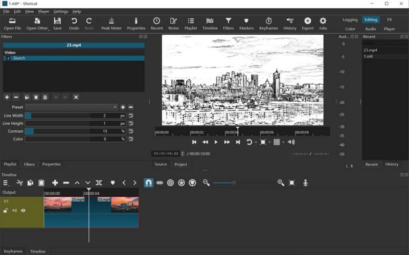 shotcut video to sketch converter