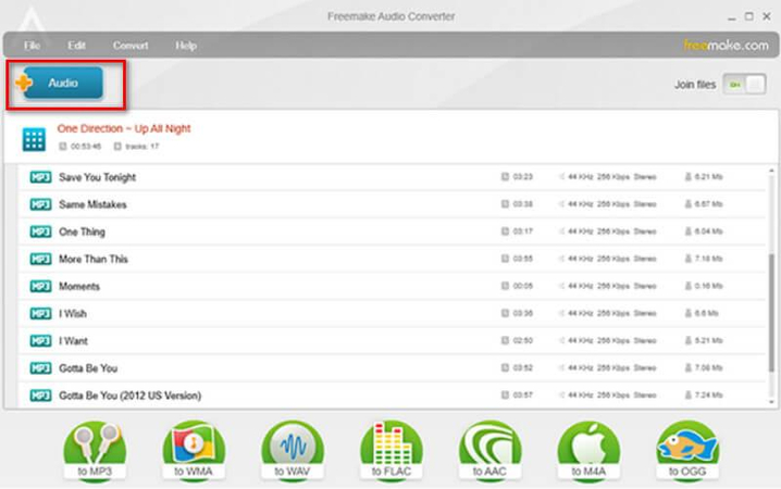 Add audio file in Freemake