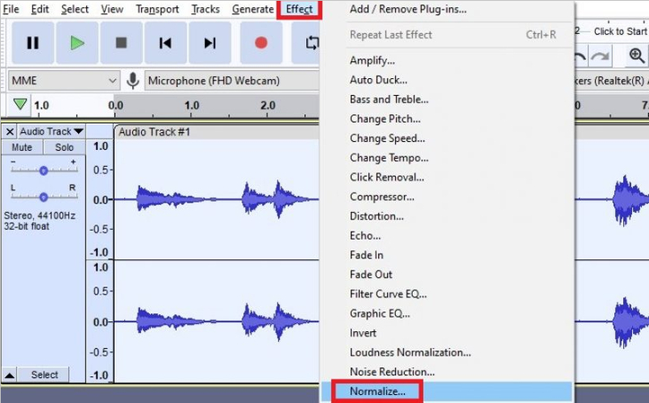 audacity normalisieren aktivieren