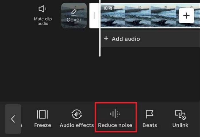 capcut noise reduction option mobile