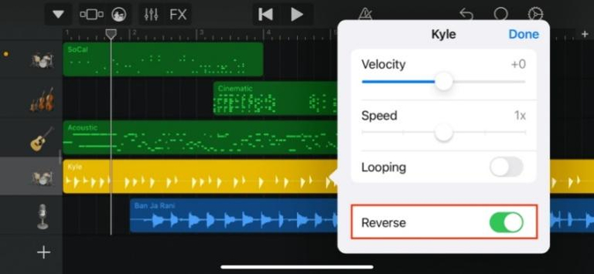 garageband audio reverse