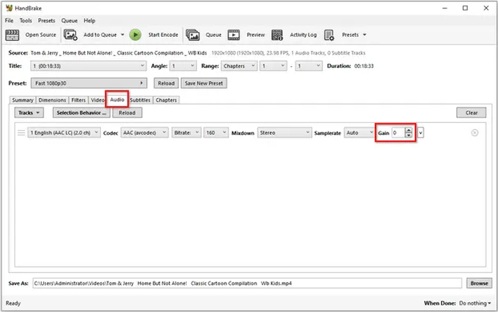 handbrake normalize audio