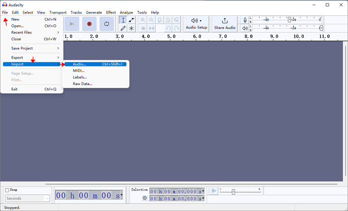 import audio audacity