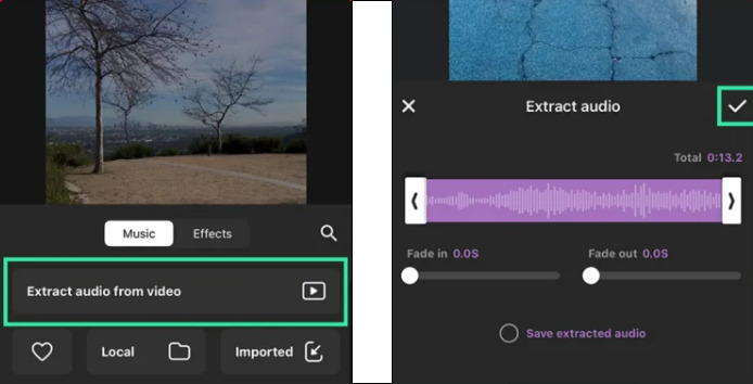 استخراج الصوت من الفيديو في InShot