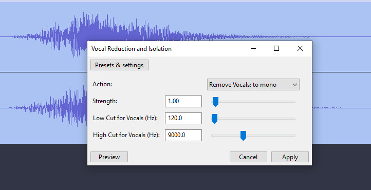 remove vocals audacity