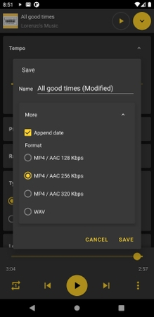 reverse music player export