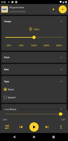 reverse music player settings