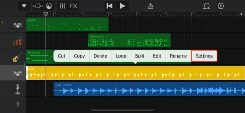 settings garageband ios