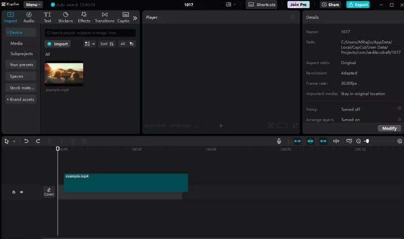 upload file to capcut noise reduction computer